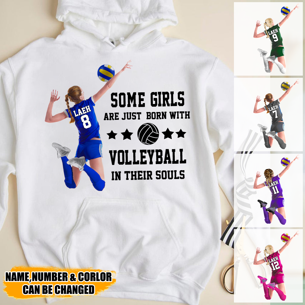 Personalized Some Girls Are Just Born With Volleyball In their Souls All Over Print Hoodie