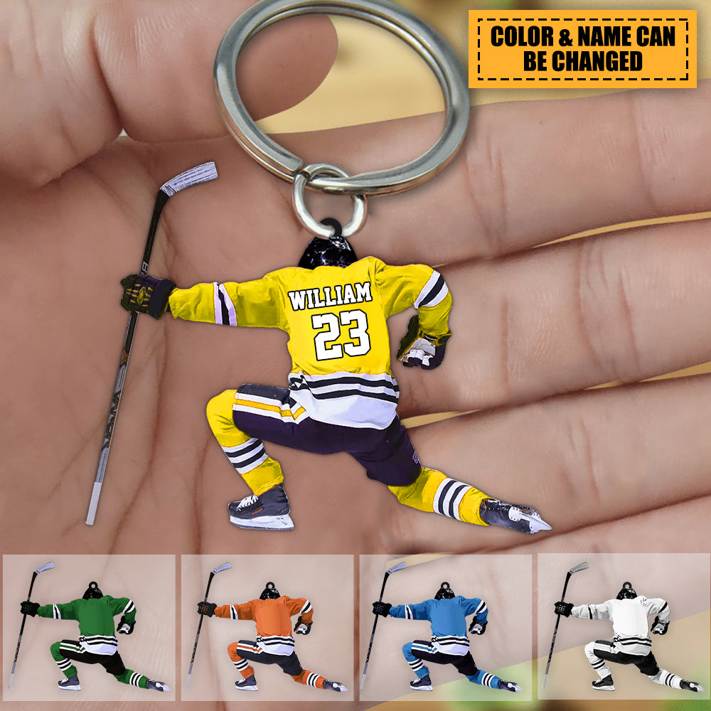 Personalized hockey keychain for hockey players