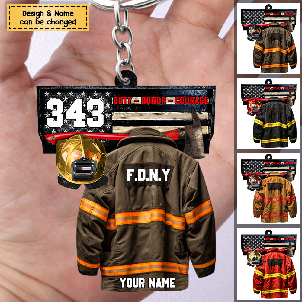 Firefighter Duty Honor Courage - Personalized Acrylic Keychain