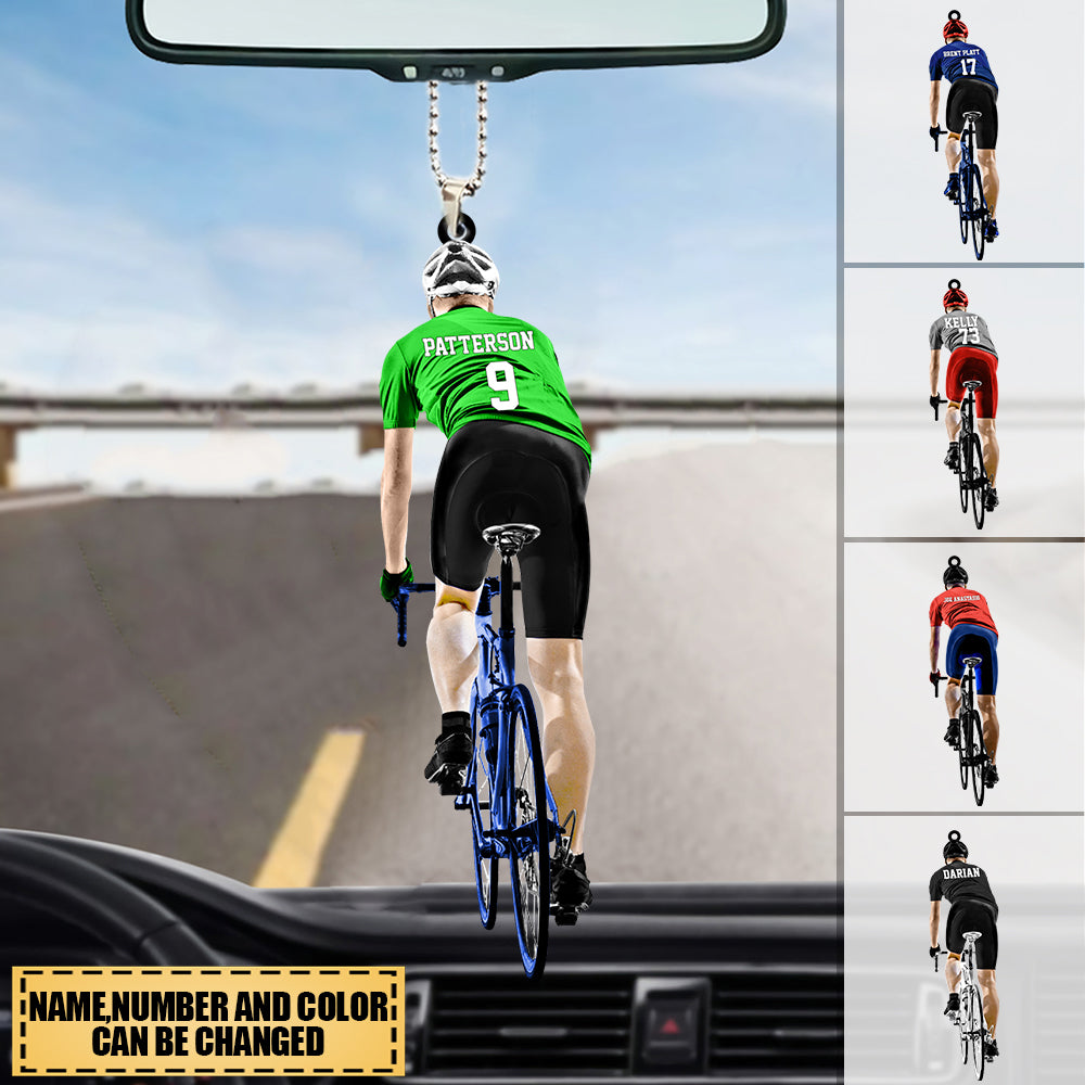 Personalized Male Cyclist / Bicyclist/mountain Bike Riding Acrylic Car Hanging Ornament-gift For Cyclists/bike Riding Lovers