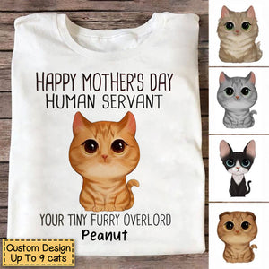 Watercolor Cute Cats Happy Mother‘s Day Cat Human Servant Personalized T-Shirt