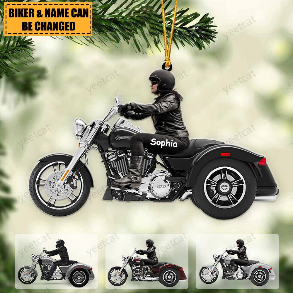 Personalized Freewheeler Acrylic Ornament, Christmas Tree Decor For Motorcycle Biker