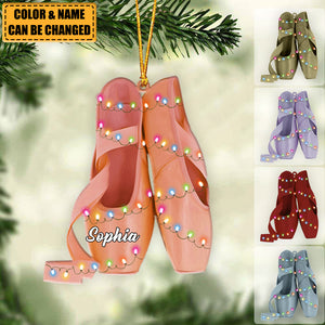 Ballet Pointe Shoes With Christmas Light - Personalized Christmas Ornament - Gift For Ballet Dancers