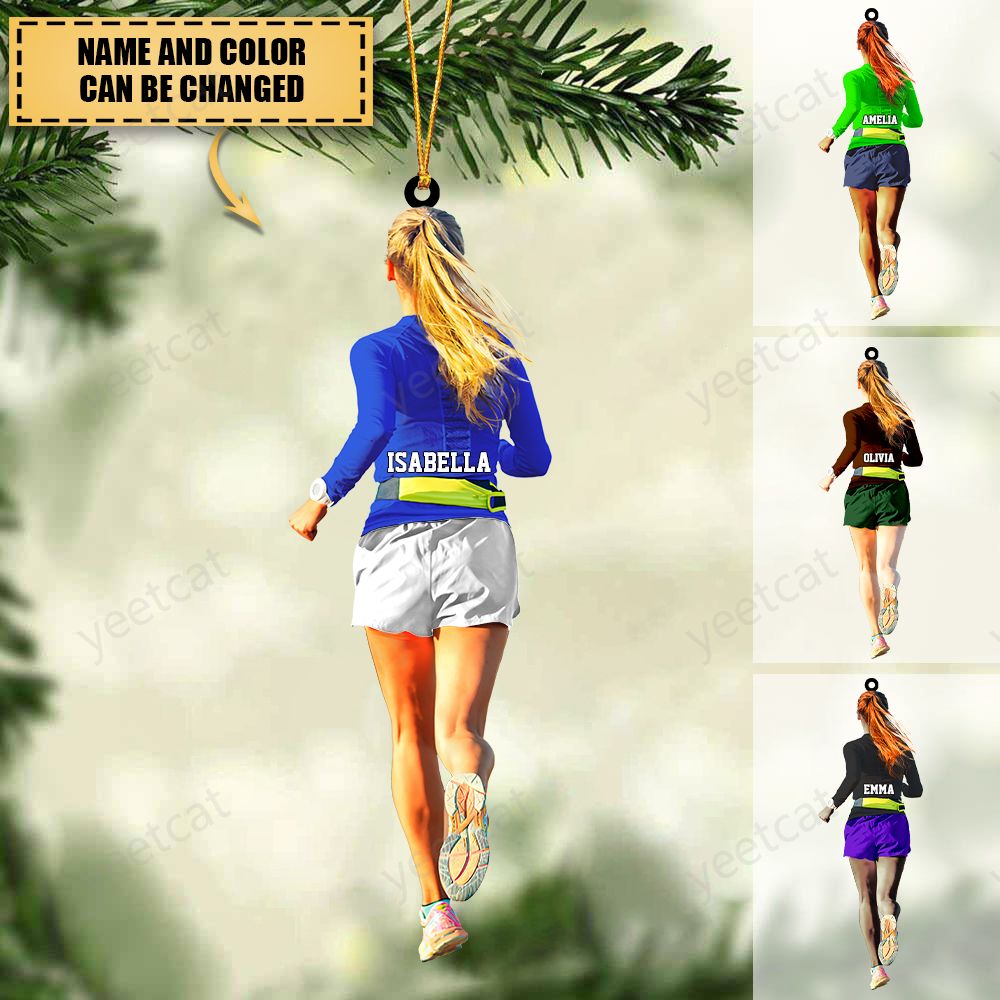 Personalized Marathon/running woman/female runner/jogging/track Christmas Ornament