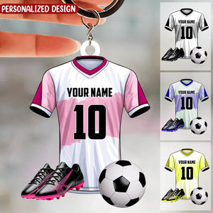 Custom Name Soccer Keychain, Christmas Gift For Soccer Lover, Gift For Soccer Player