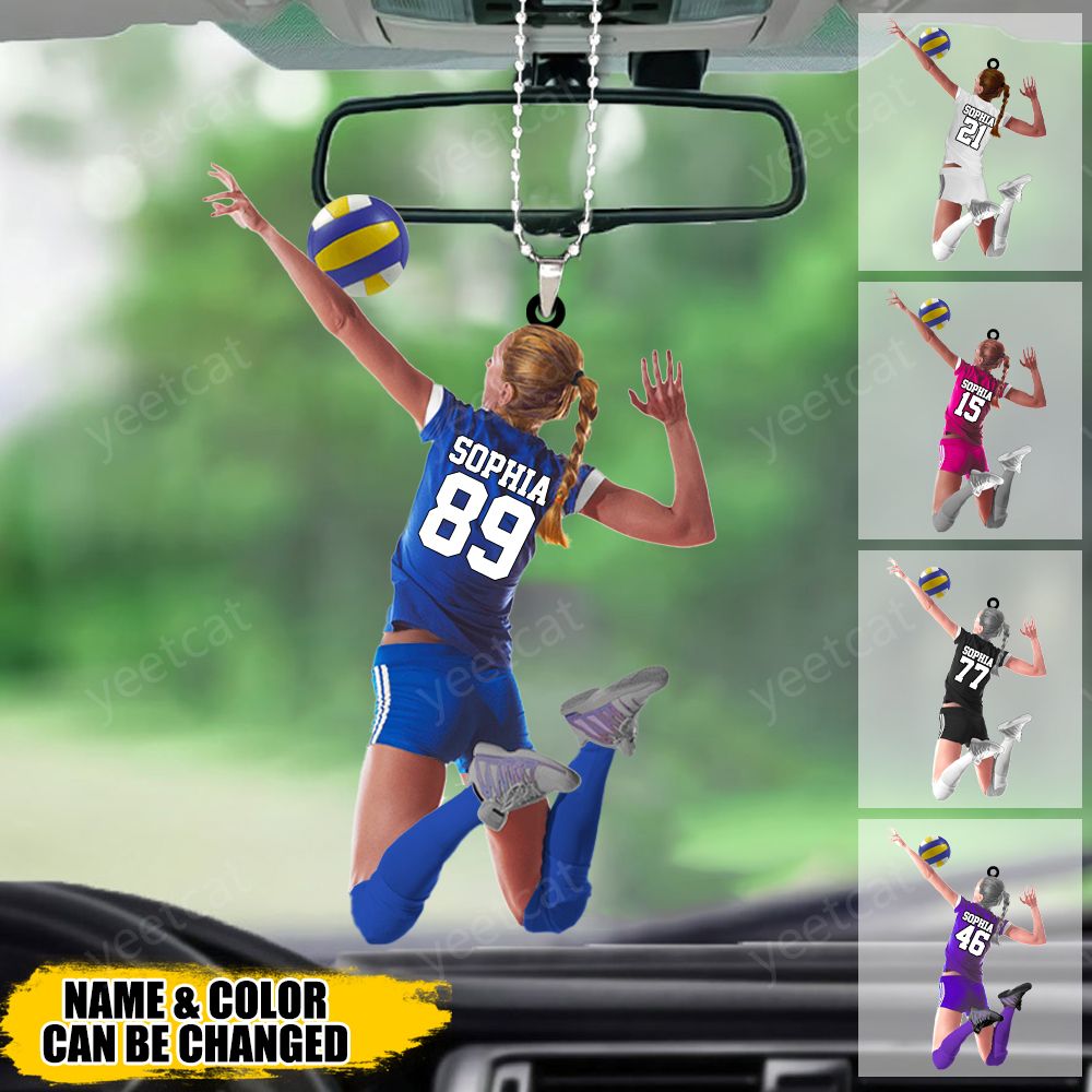 Custom Personalized Beach Volleyball Acrylic Car Hanging Ornament, Gift For Volleyball Players
