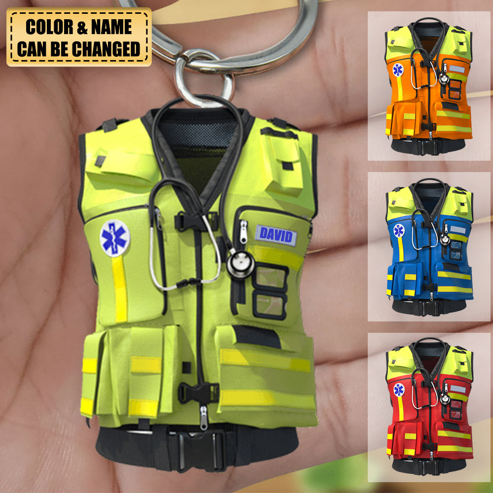 Emt Paramedic Safety Vest, Custom Acrylic Keychain Gift For Paramedic