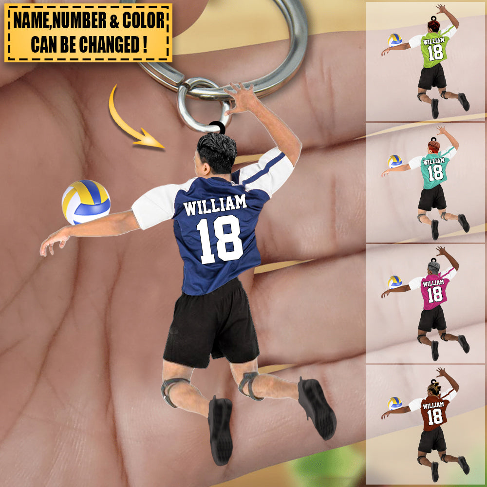 Custom Personalized Man/Boy/Male Beach Volleyball Acrylic Keychain, Gift For Volleyball Players
