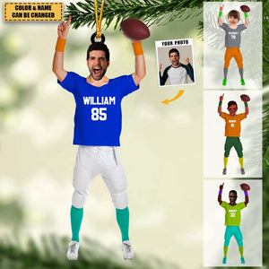 Personalized Football Players Acrylic Christmas/Car Ornament - Upload Photo