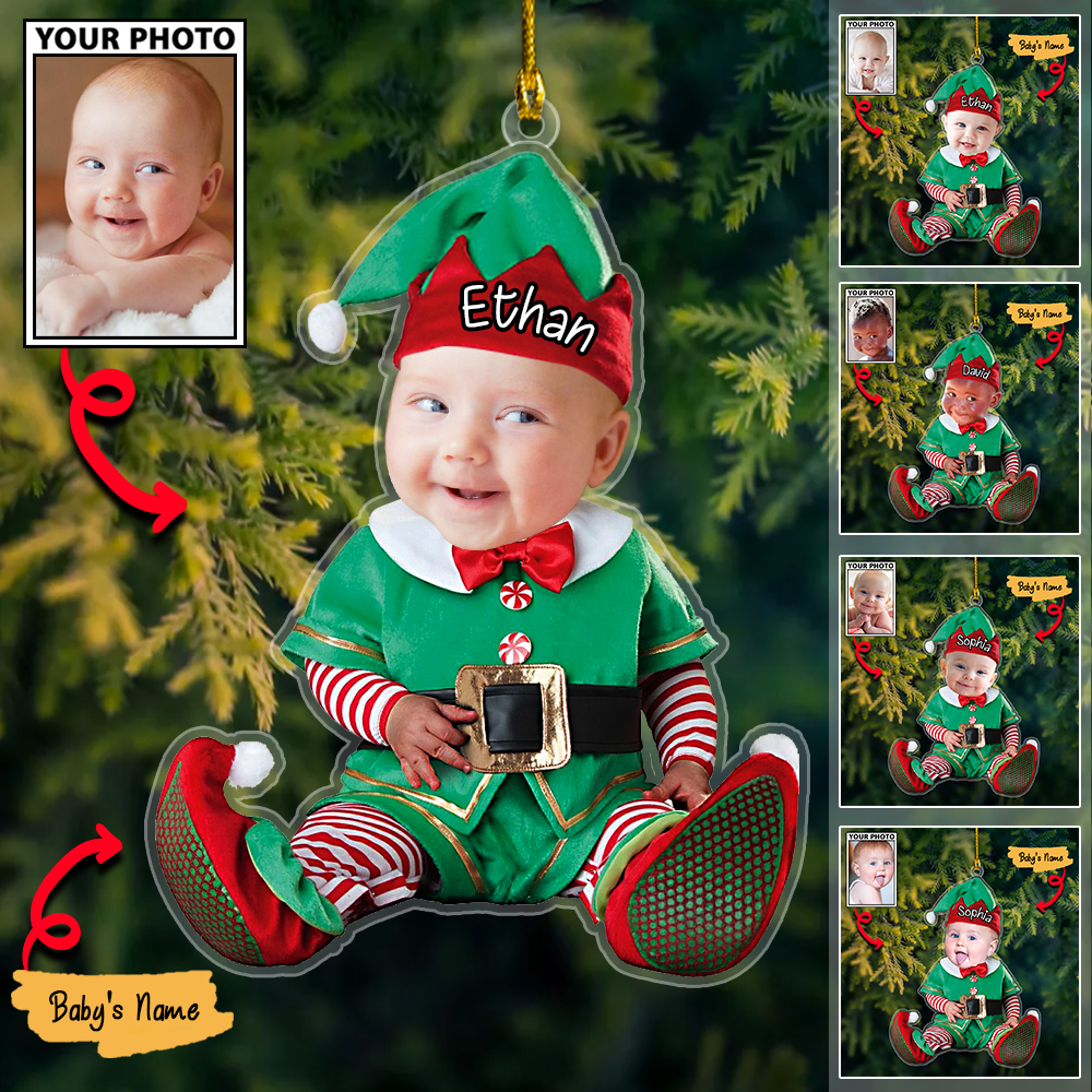 Custom Baby Cute Photo With Name for Christmas Ornament