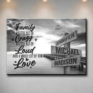 Ocean Dock with Saying Personalized Family Canvas