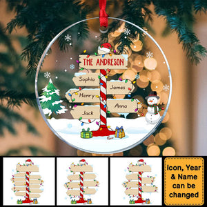 Gift For Family Christmas Post Sign Personalized Circle Ornament