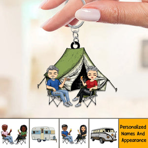 Drive Slow Drunk Campers Matter Husband Wife Camping Couple - Personalized Acrylic Keychain