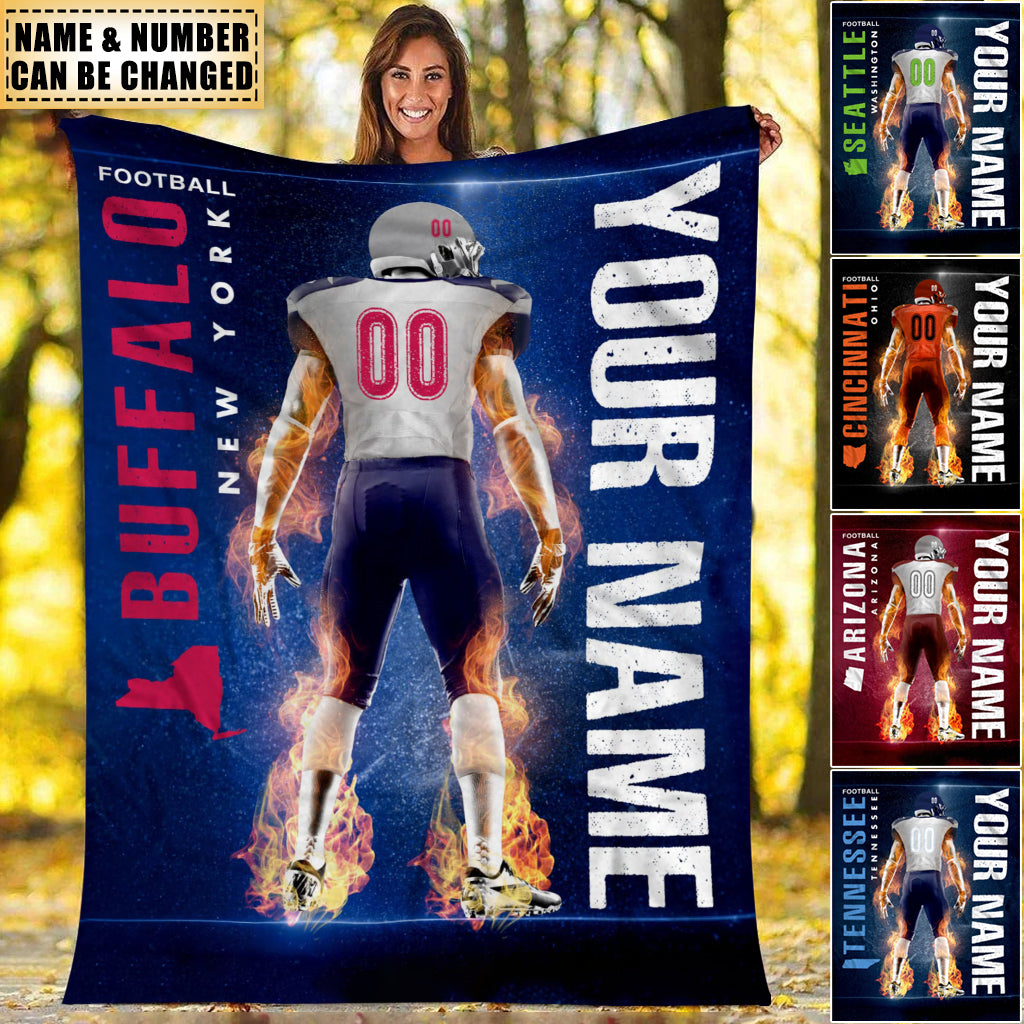 Personalized Football Throw Blanket, Football Blanket, Custom Football City Blankets
