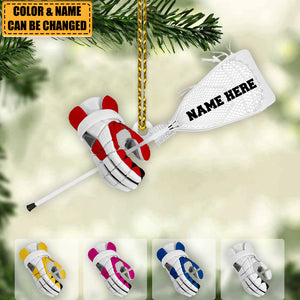 Lacrosse Gloves And Stick Personalized Cut Ornament Christmas Gift For Lacrosse Lover