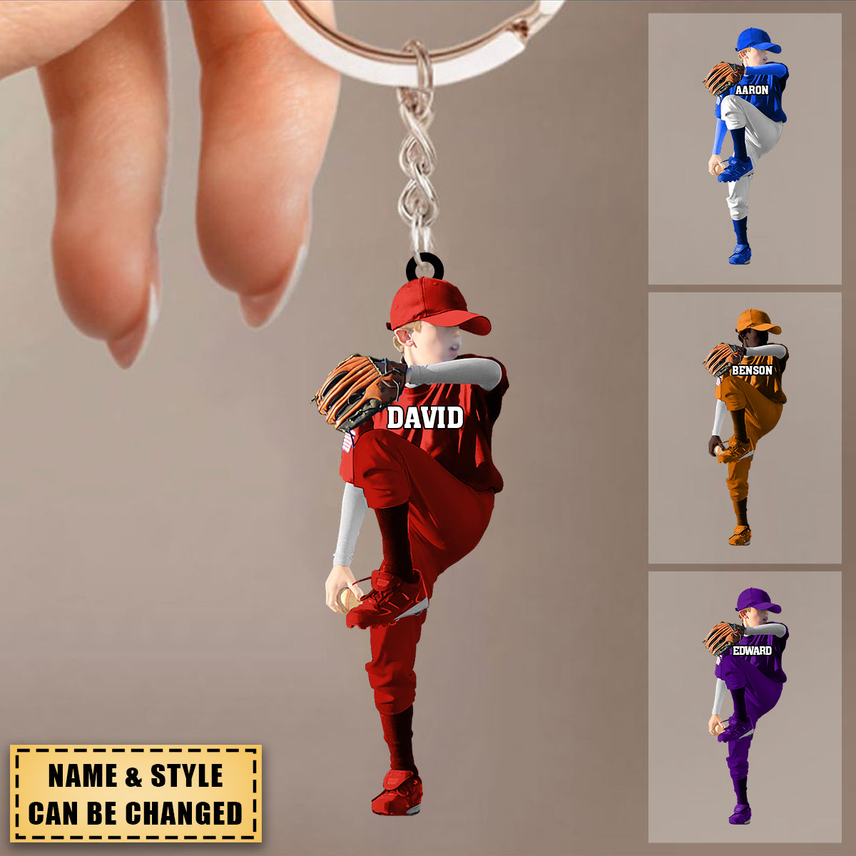 Custom Personalized Baseball Boy Throwing The Ball  Acrylic Keychain, Gift for Baseball Lovers