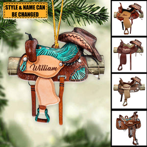 Personalized Horse Saddle Ornament For Horse Lovers, Cowboy Cowgirl