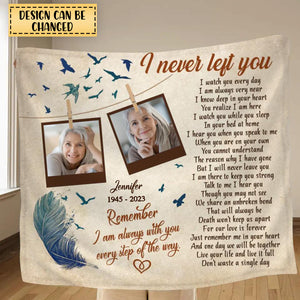 Custom Personalized Memorial Photo Single Layer Fleece Blanket - Memorial Gift Idea - I Never Left You