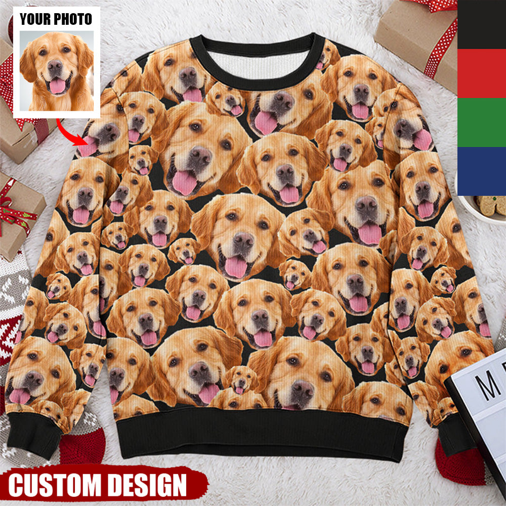 Custom Photo Pawsitive Christmas - Dog & Cat Personalized Custom Ugly Sweatshirt - Unisex Wool Jumper - Christmas Gift For Pet Owners, Pet Lovers, Family Members