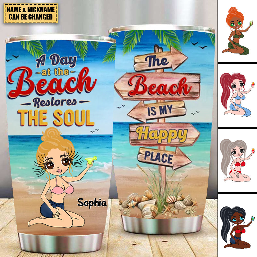 Personalized A Day At The Beach Gift For Her Tumbler-Gift For Friends