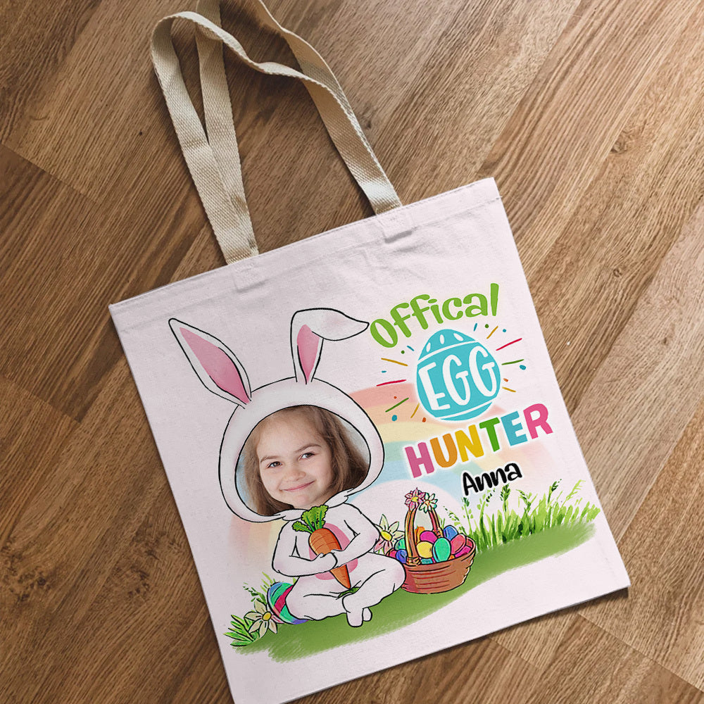 Personalized Easter Custom Face Kid Tote Bag, Gift For Grandchild Mom Grandma