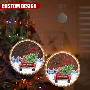 Personalized Couple Red Truck From First Kiss Heart Led Acrylic Ornament