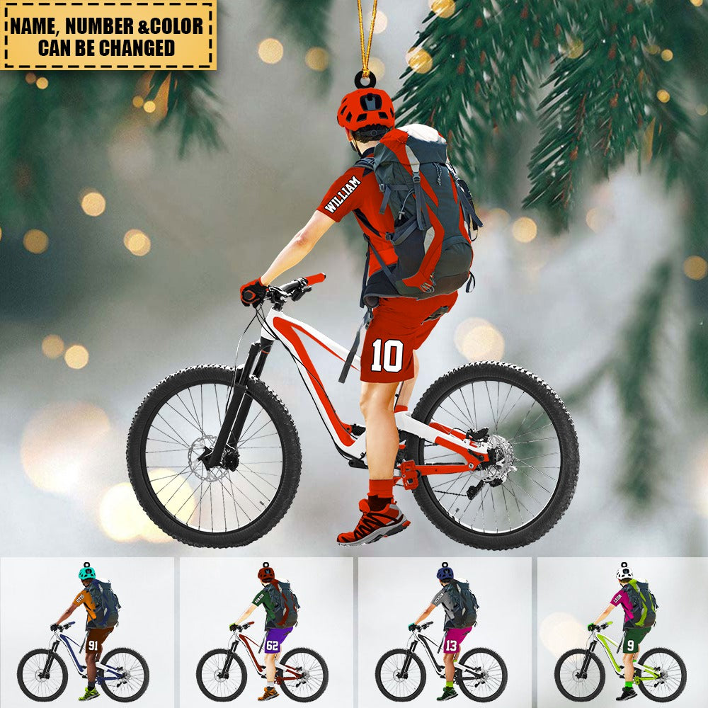 Personalized Apperance And Name  Acrylic Ornament - Gift For Mountain Bikers/Cycling Lovers