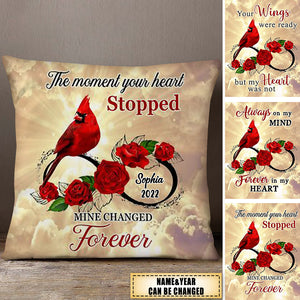 Personalized Family Loss Cardinal Rose Infinite Love Custom Name Date Memorial Gift Pillow