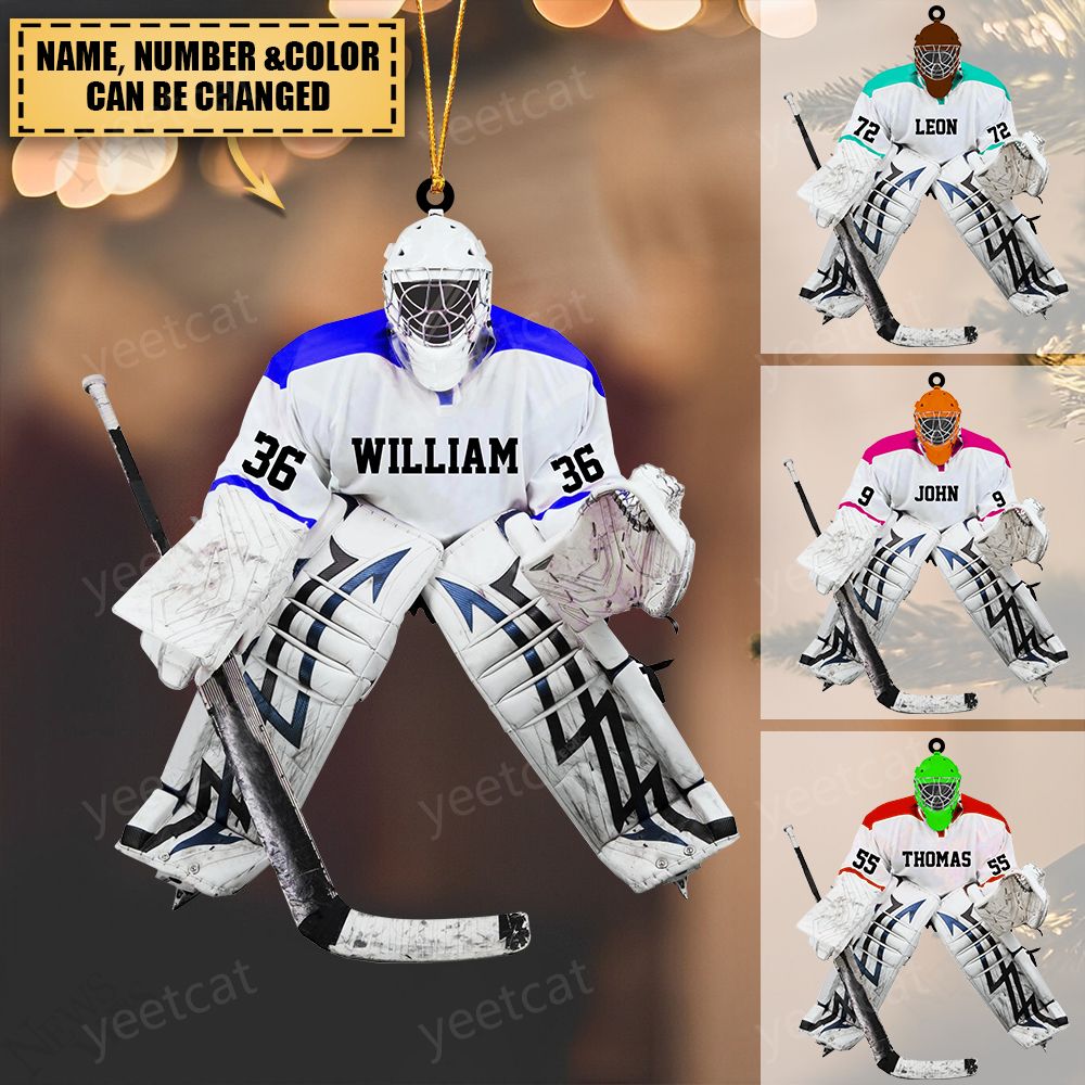 Custom Personalized Hockey Goalie Christmas Ornament, Gift For Hockey Players