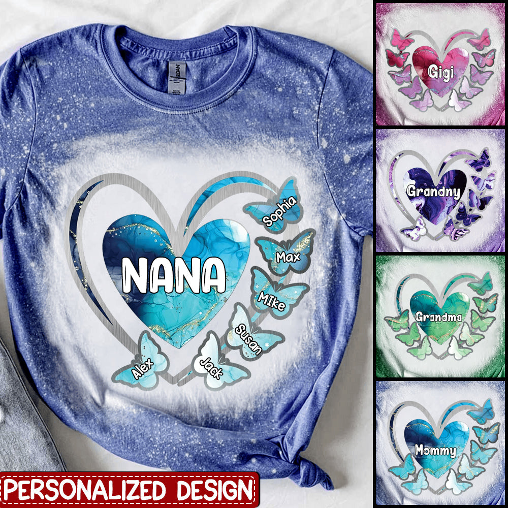 Grandma, Mom, Nana Heart Butterfly Kids - Personalized 3D T-Shirt