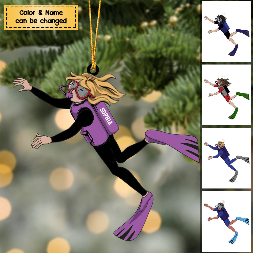 Persoanlized Scuba Diving Male/Female Ornament - v2