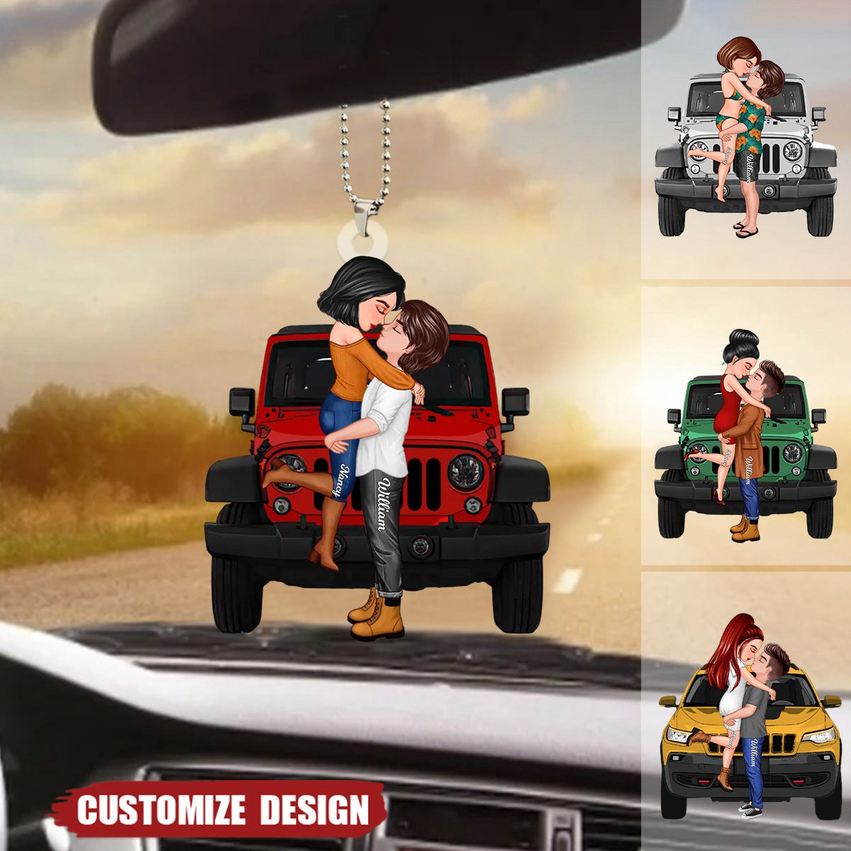 New Release - Personalized Off-Road Car Couple Kiss Car Ornament