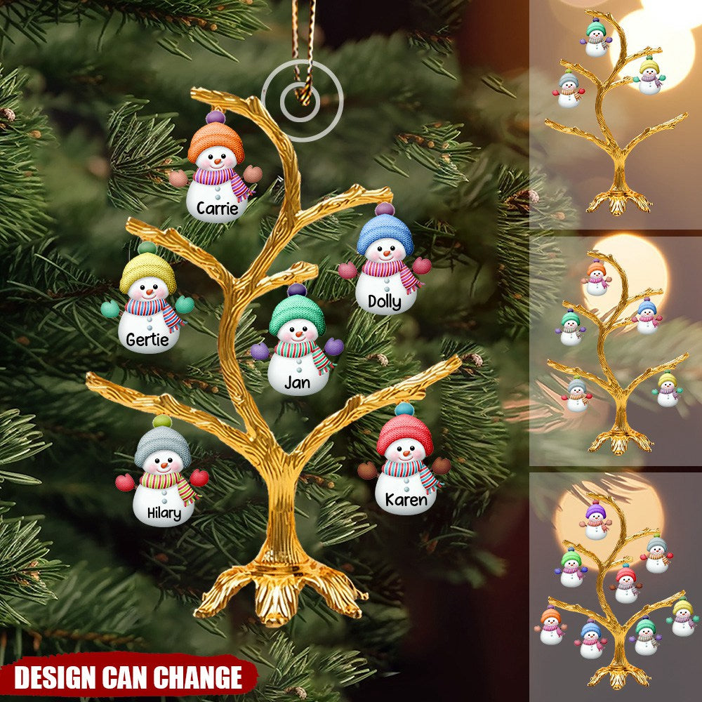 Personalized Name Christmas Snowman Christmas Tree Acrylic Ornament - yeetcat