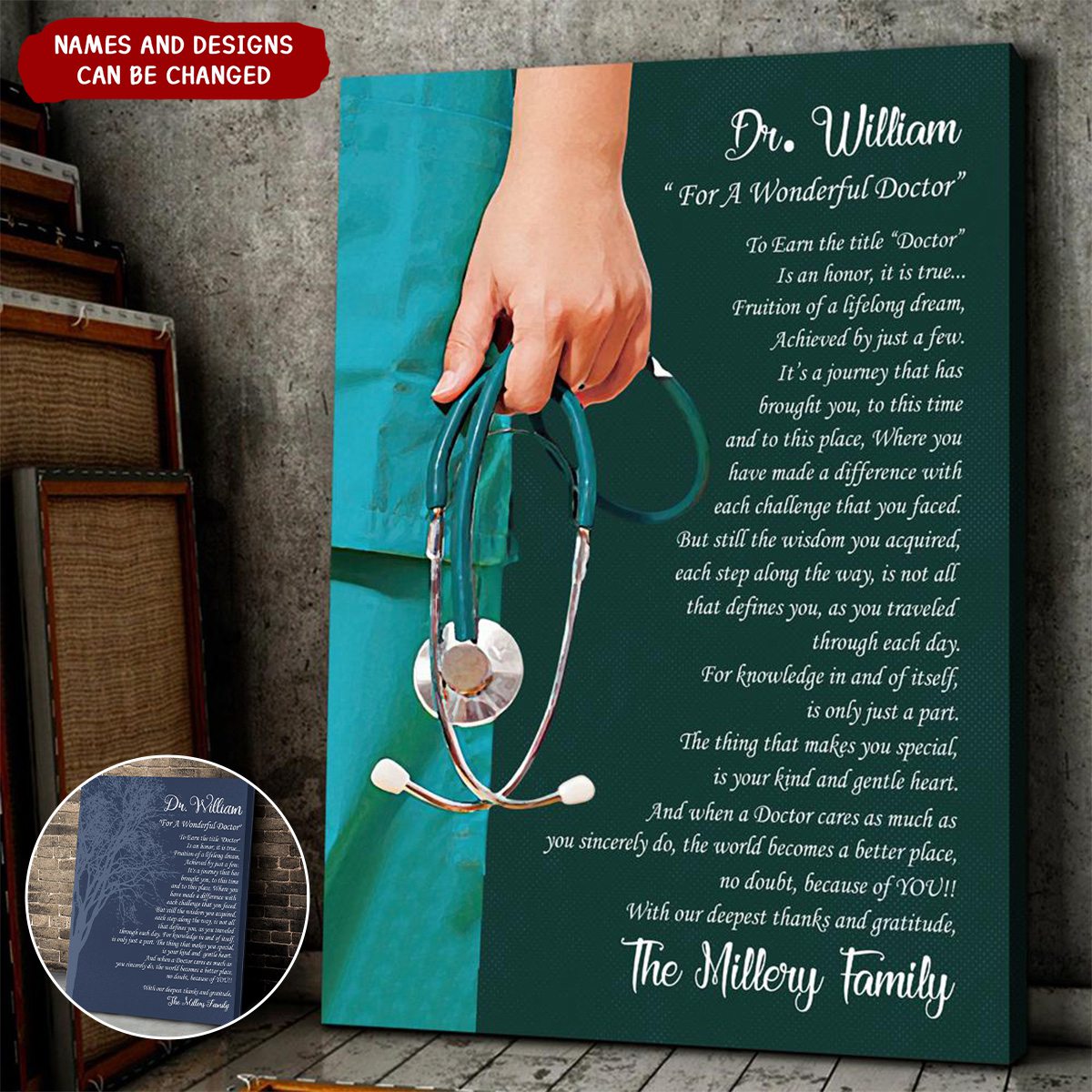 Appreciation Poster Canvas Personalized Gift For Family Doctor