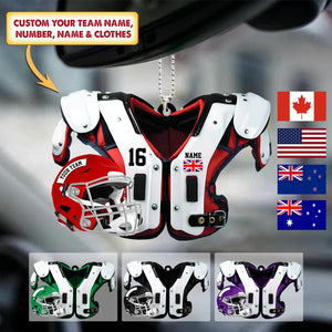 Personalized Ornament- Football Shoulder Pads And Helmet - Multi Countries