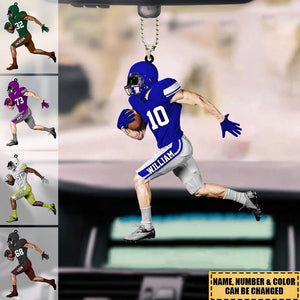 Personalized American Football Player Acrylic Christmas / Car Ornament - Gift For Football Player Football Lovers