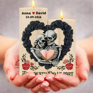 Till Dead Do Us Part Personalized Wood Candle Holder , Couple Gift
