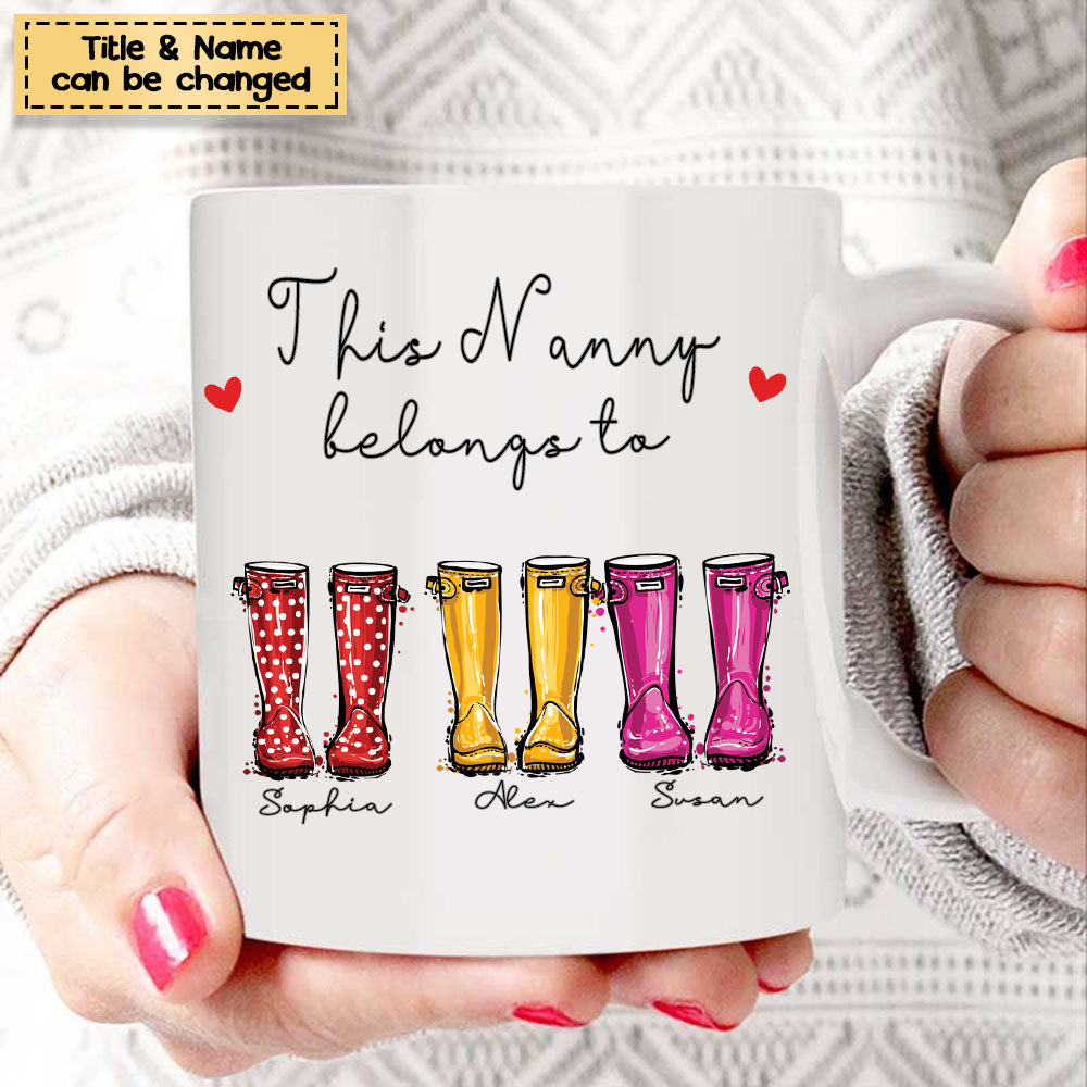 Personalized Grandma Family Boots Mug - Wellies Print