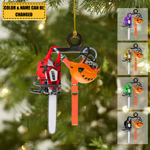 Personalized Arborist Tool & Helmet Christmas Ornament