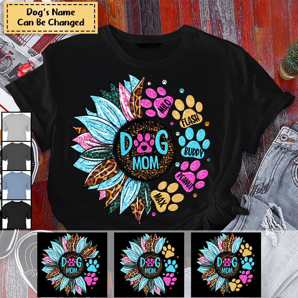 Personalized Sunflower & Dog Mom T-Shirt