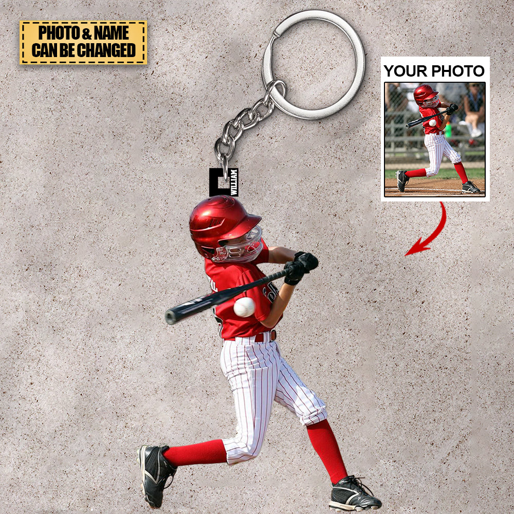 Personalized Acrylic Keychain - Gift For Baseball/Softball Lovers- Custom Your Photo