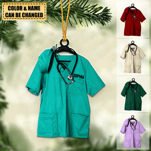 Personalized Nurse Scrub Hanging Ornament Christmas