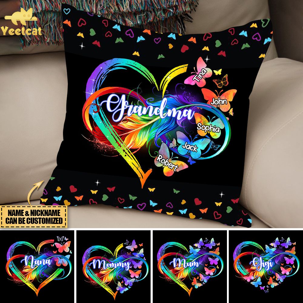 Grandma/Mom/GiGi/Nana Heart Infinity Butterfly Mother's Day Gift -Personalized Pillow Case/Pillow