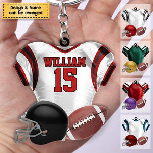 Football Player Uniform Personalized Acrylic Keychain - Gift For Football Lovers