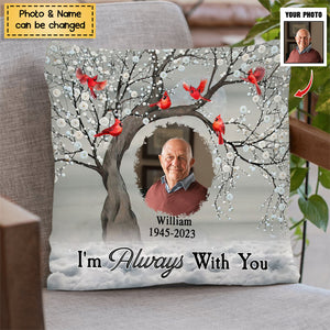 Memorial Cardinal Upload Photo, I'm Always With You Personalized Pillow
