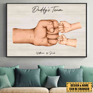 Daddy & Kids, Together We're A Team - Family Personalized Custom Horizontal Poster - Father's Day, Birthday Gift For Dad