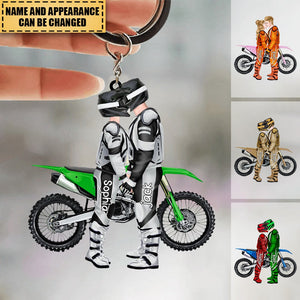 Ride Together - Stay Together, Personalized Motorcross Couple Keychain