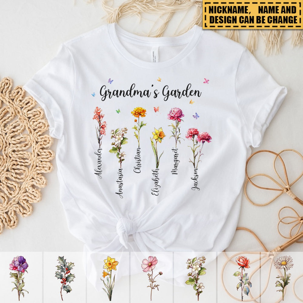 Grandma's Garden - Family Personalized Custom Unisex T-shirt, Hoodie, Sweatshirt - Birthday Gift For Grandma