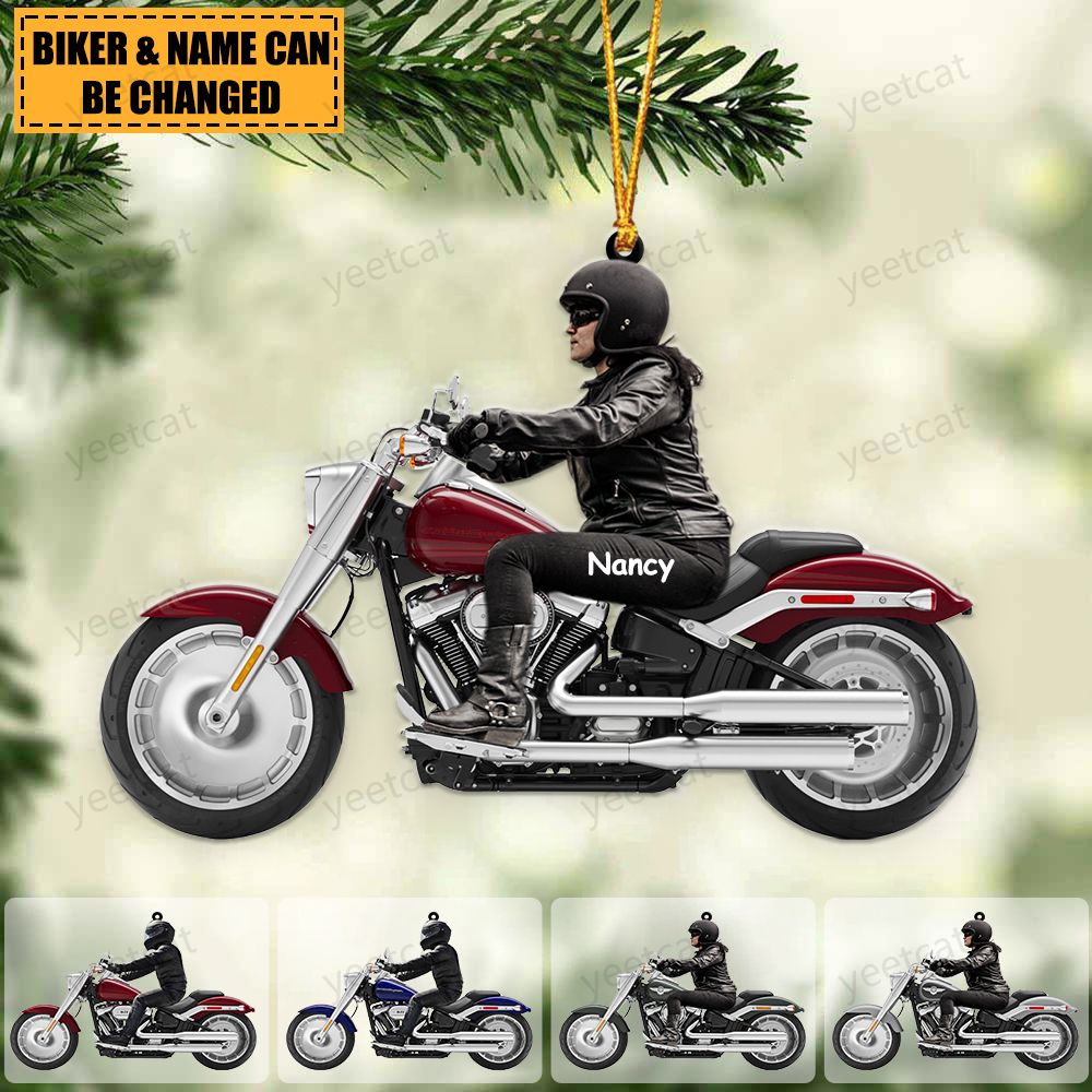 Personalized Fat Boy Acrylic Ornament, Christmas Tree Decor For Motorcycle Biker