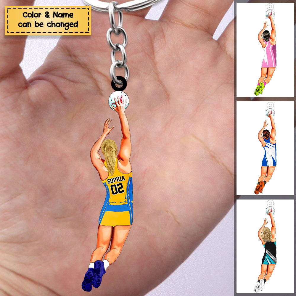 Personalized Netball Player Acrylic Keychain - yeetcat